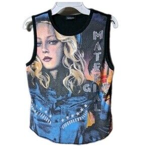 Vtg Eyeshadow Material Girl Madonna Muscle Tee Tank Top 100% Cotton Made in USA